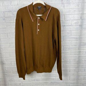 Todd Snyder New York Brown Silk Blend Polo Sweater Mens XL Preppy Old Money